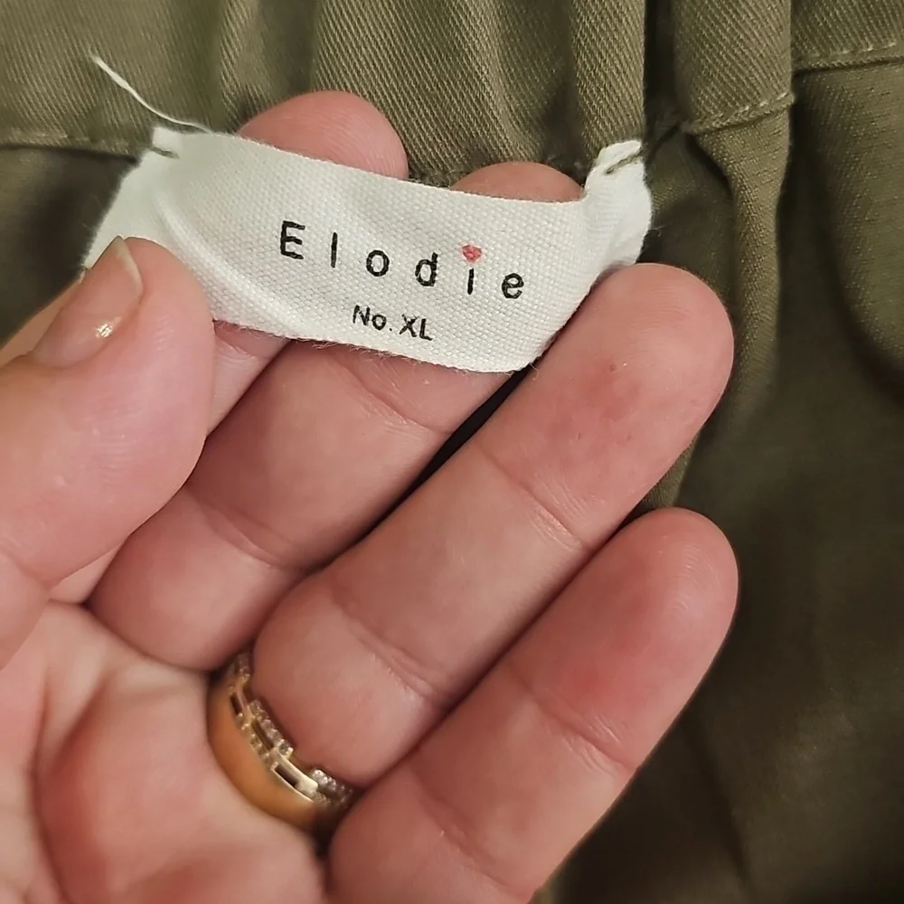 Elodie Women's High Waist Paperbag Belted Cropped Pants Olive Green X-Large - Picture 3 of 4